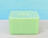 Jadeite Refrigerator Dish Jeannette Glass Poinsettia Container Jadeite Green Canister or Fridgie Cottage or Farmhouse Style