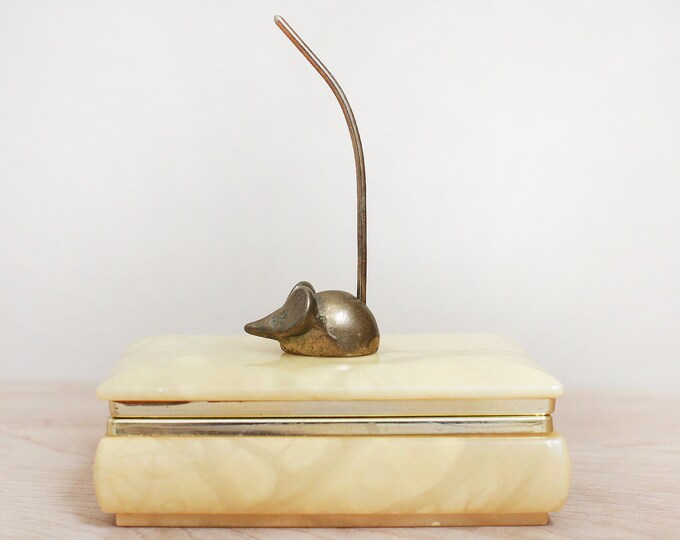 Alabaster Jewelry Box Made in Italy/ Nice 70s Era Marbled Alabaster W