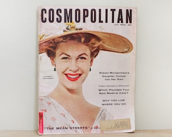 Cosmopolitan Magazine, Elizabeth Montgomery July 1954 / HTF! Includes Fiction by: Thomas B. Dewey & John Cunningham w Great Illustrations