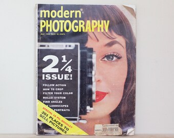 Modern Photography Magazine, May 1958 / Fun Issue w Articles on Rollieflex, Leica & Great 50s Ads/  Great Art Materialsl