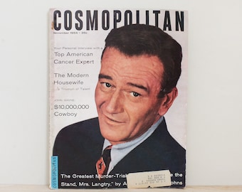 Cosmopolitan Magazine, John Wayne Nov 1954 / Includes Rare Find: Early Kurt Vonnegut Short Story The Powder Blue Dragon