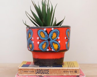 B.P.F. Heffen-Belgium Butterfly Planter/ Super Cute & Colorful 1960s Era Mid Century Hand Thrown Ceramic Flower Pot