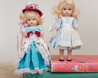 Set of 2 Nancy Ann Storybook Dolls ~ Adorable Pair of 5.5" Sleepy Eye Dolls Mary Quite Contrary & Alice in Wonderland