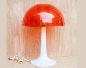 Mid Century Orange Mushroom Lamp Gilbert Softlite Vintage Dome Plastic Shade