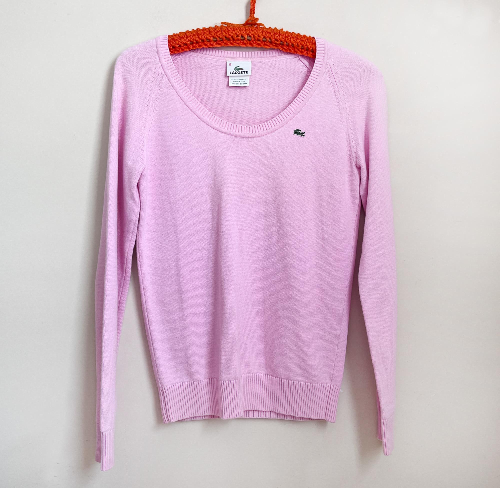 New Lacoste Men's Long Sleeve 1/4 Zip Interlock Cotele Pink