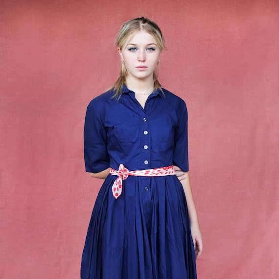 Bobbie Brooks Shirt-Time Dress Size S/ Classic 1950s All Cotton Navy Blue Shirt Dress/ Cute Button Front Shirtwaist Dress Bobbie Brooks Shirt-Time Dress Size S/ Classic 1950s All Cotton Navy Blue Shirt Dress/ Cute Button Front Shirtwaist Dress