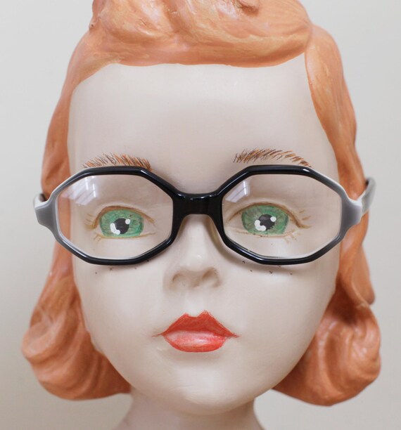 Unique Tortoise Octagon Frames/ 60s Era Black & W… - image 3