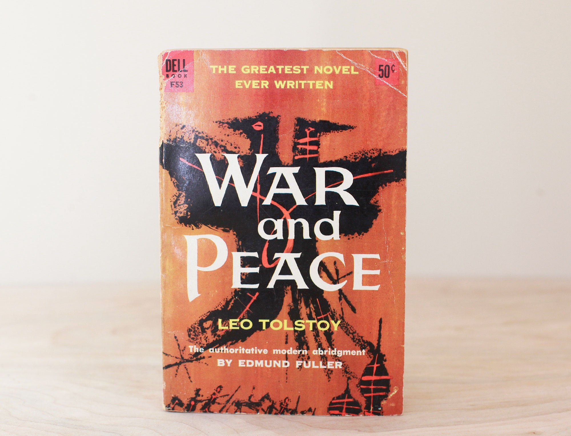 War and Peace by Leo Tolstoy 1955 Dell Abridged Paperback Edition/ Cool Mid Century/ Richard Powers Cover Art