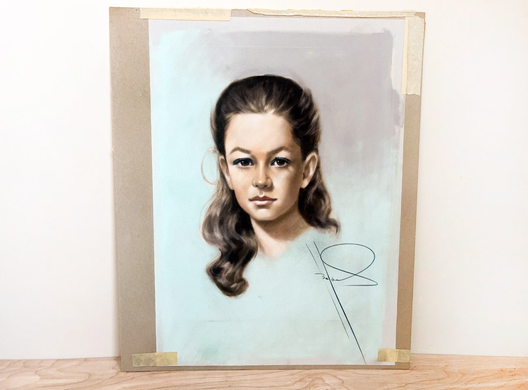 Original Oil Pastel Portrait Painting on Paper/ Lovely Young Girl ...
