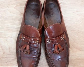 Vtg Stafford Bridle Bit Mens Brown Leather Tassel Loafer  display picture 1