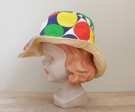 Mod Polka Dot Bucket Hat/ Extra Groovy 70s Wide B… - image 2