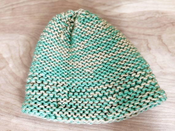 Vintage Knit Ladies Skull Hat/ Fun Mint Green & W… - image 8