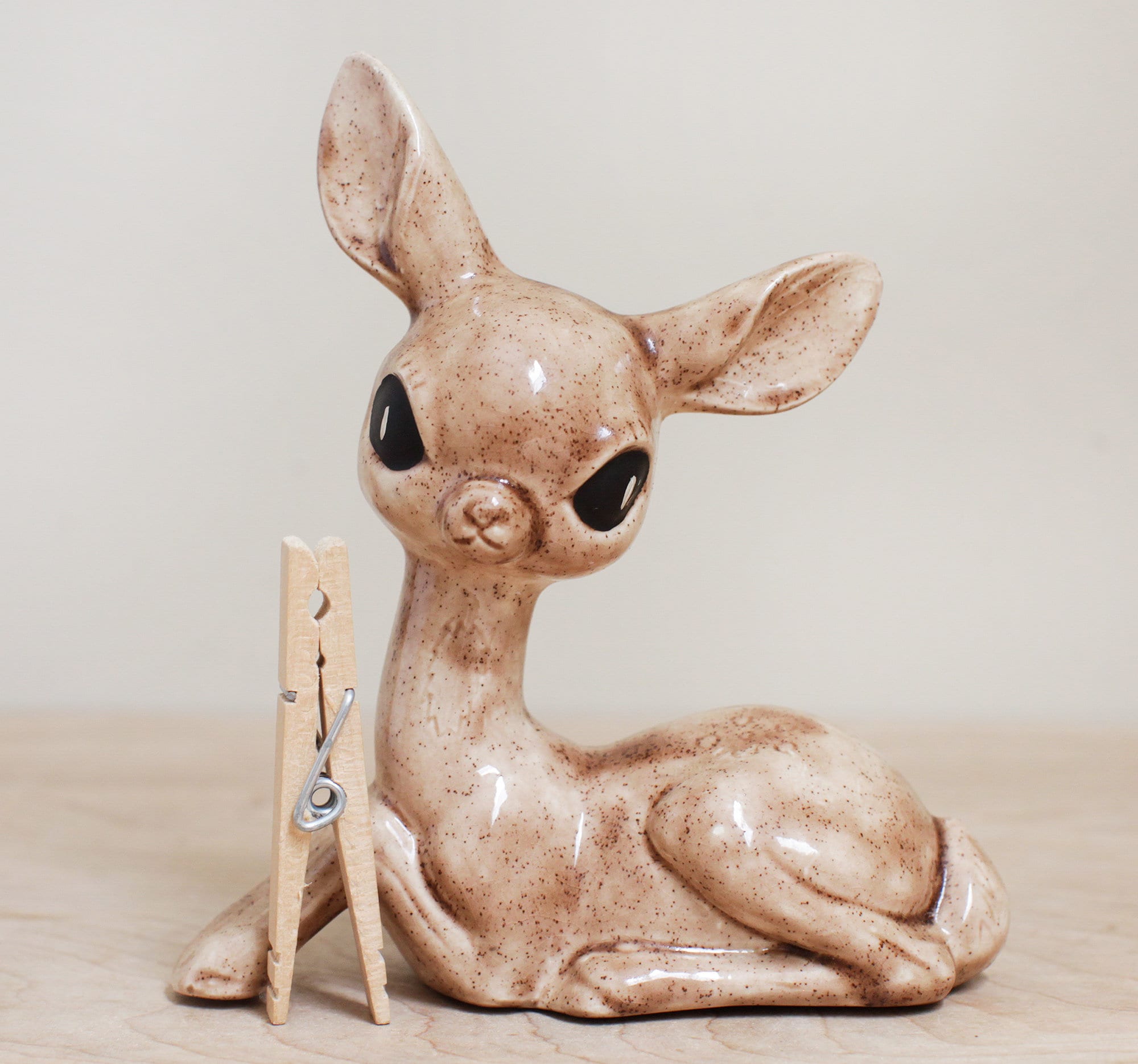 Big Eye Deer / Cute Ceramic Hand Painted Hobby Art Deer/ Kitschy