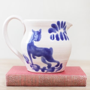 Hand Thrown Cat Pitcher by Moultrie Creek Studios/ Unique Tiny Folk Art Pottery Piece Dated 1989/ St. Augustine Historical Society