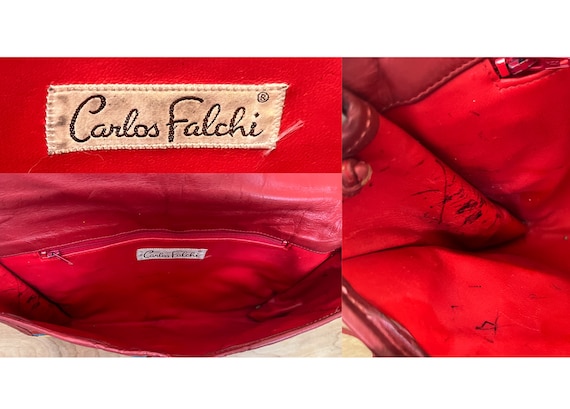 RARE Carlos Falchi Leather Patchwork Crossbody Ba… - image 8