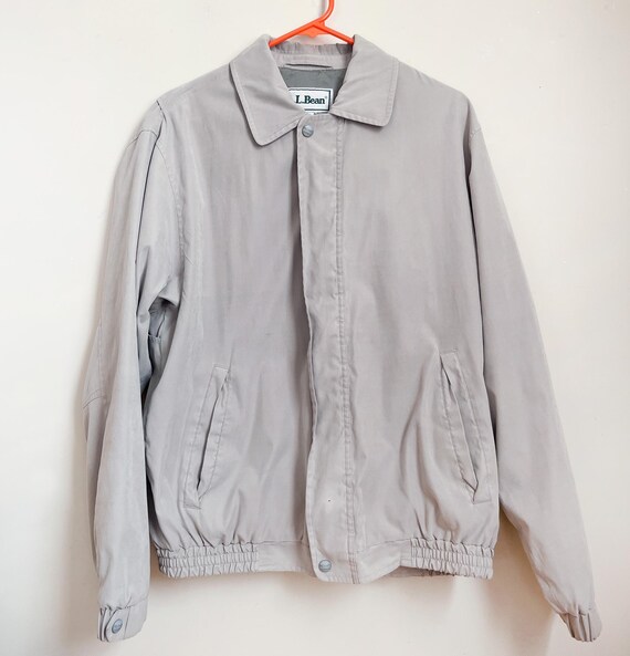 Harrington Style L.L. Bean Grey Zip Front Jacket Size Medium