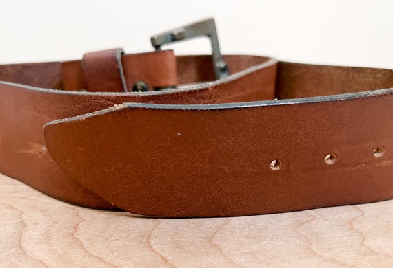 Western Cowhide Bench Made Leather Belt w Cool Br… - image 4