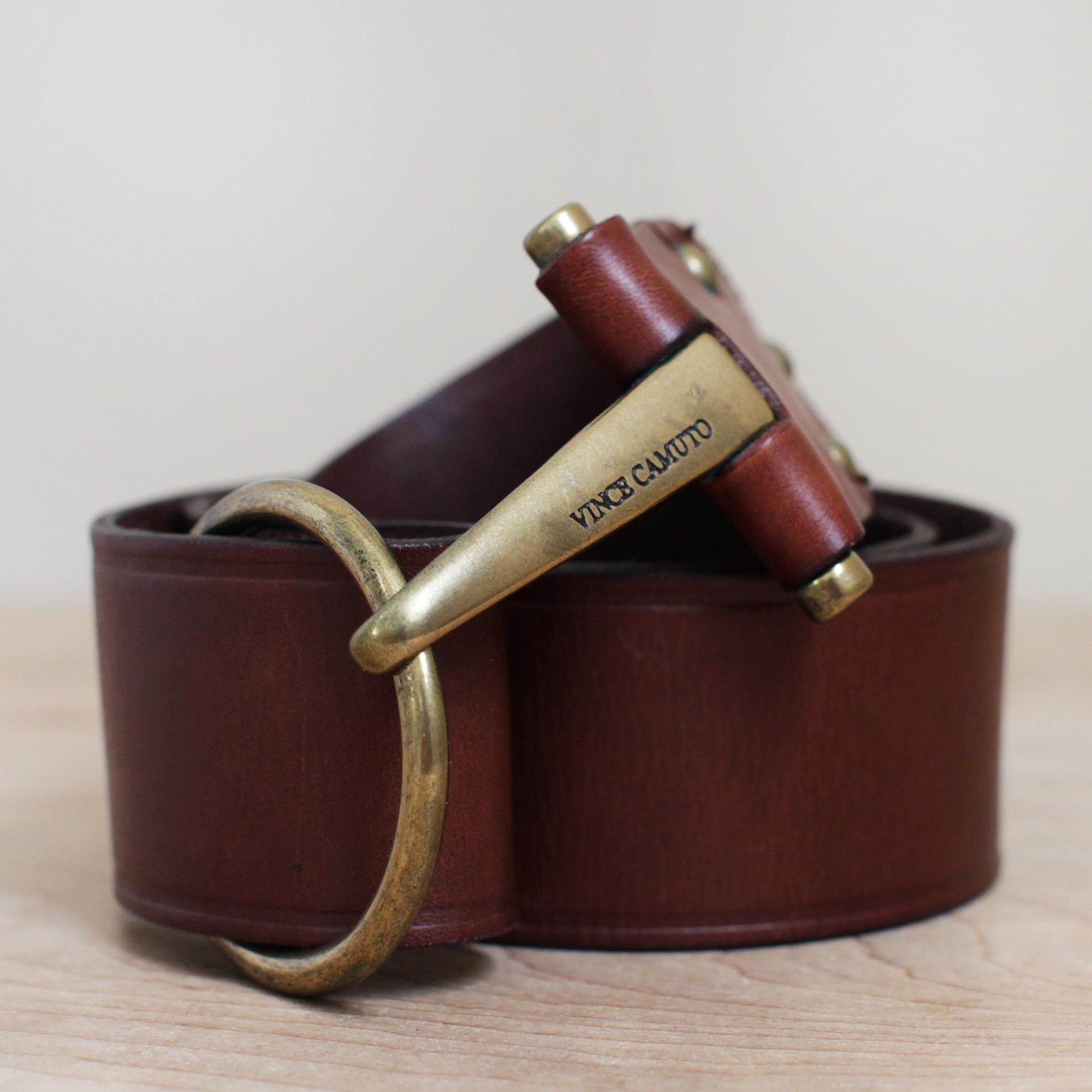 Vince Camuto Tan Leather Western Style Belt with Gold Buckle Vince Camuto Concho Western Belt | HSN main image 3