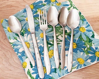 Mar-Crest Starburts Flatware/ 6 Piece Mixed Lot of HTF Atomic Style Mid Century Utensils