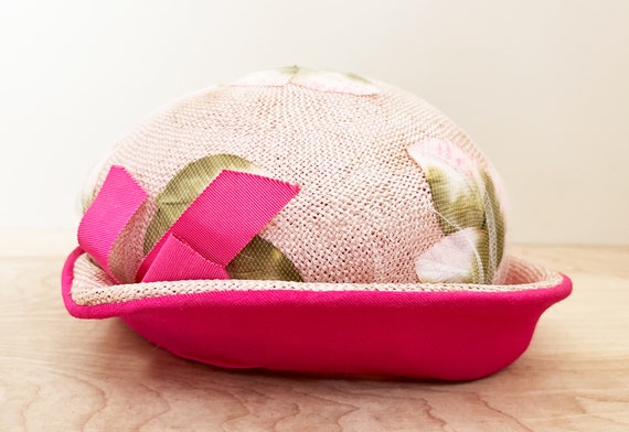 Pink w Netted Leaves Cloche Hat / Lovely & Unique… - image 5