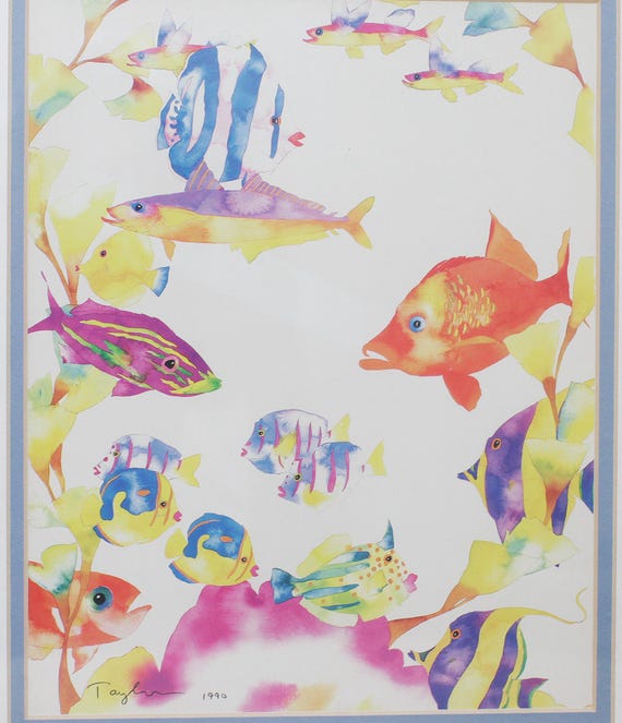 Framed Tropical Fish Lithograph Print by Tracy Taylor/ 