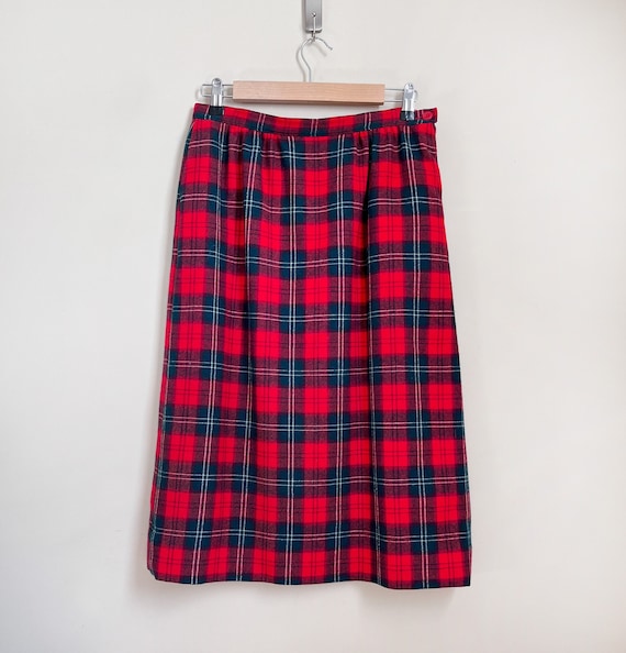 Pendleton Red Lennox Tartan Plaid Wool Skirt/ Vint