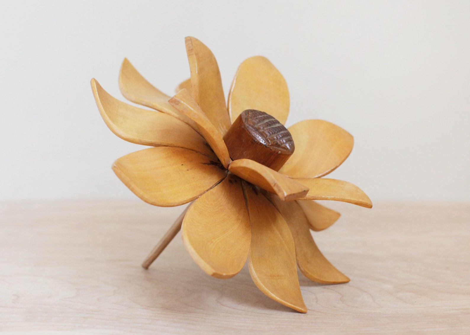 Vintage Wood Flower Sculpture/ Unique Large Mid Century Floral Etsy