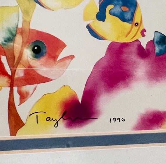 Framed Tropical Fish Lithograph Print by Tracy Taylor/ 