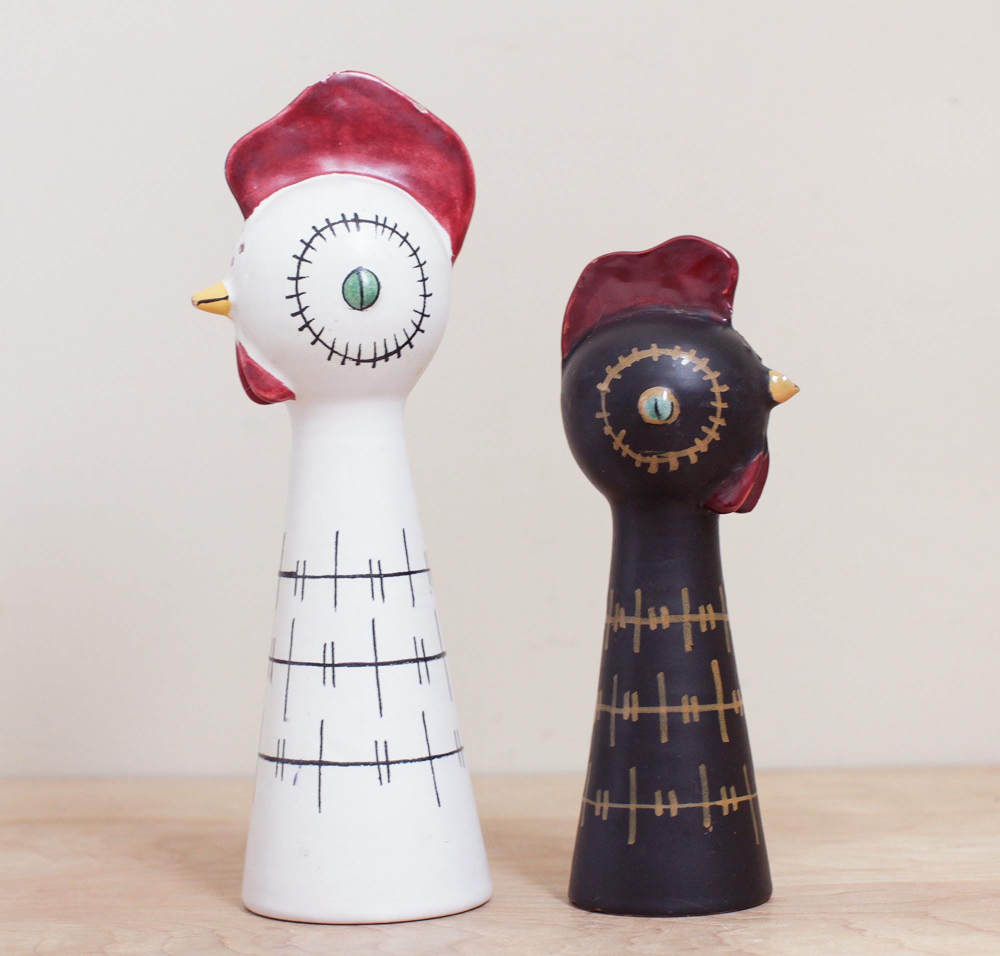 Bitossi Rooster + Hen Salt & Pepper Designed by Aldo Londi/ Very