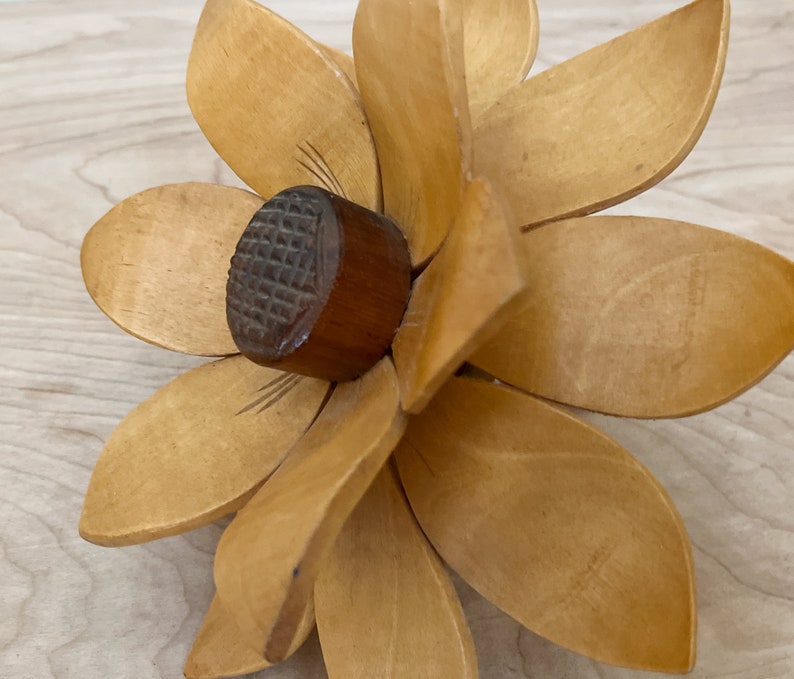 Vintage Wood Flower Sculpture/ Unique Large Mid Century Floral Etsy