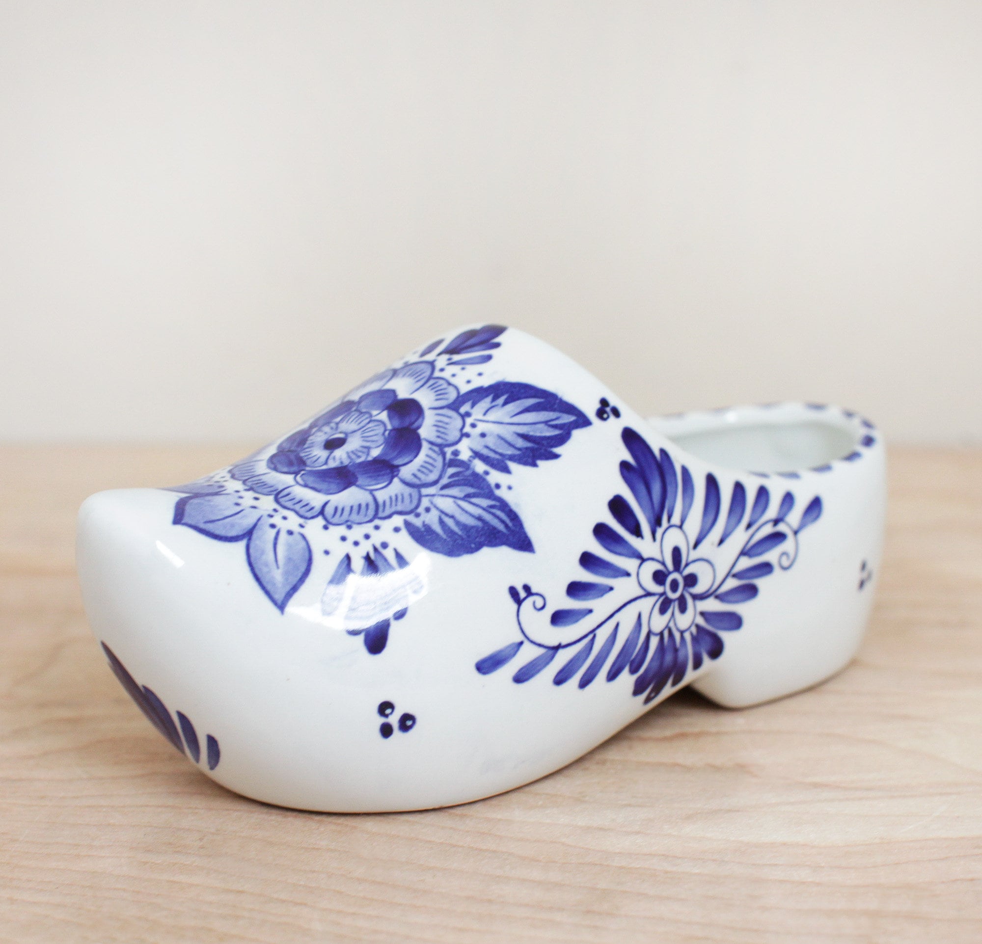 Delft Blue Ceramic Holland Clog Made to Hang on Wall/ Floral Blue