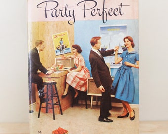 Party Perfect by Gay Head 1965/ Cute Teen Entertaining Book w Great Period Illustrations by Hertha Depper & Photos/ Scholastic 5th Printing