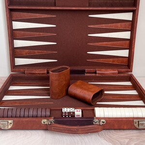 Large 70s Backgammon Deluxe Set/ Nice Mid Mod 70s Briefcase/ Complete W ...