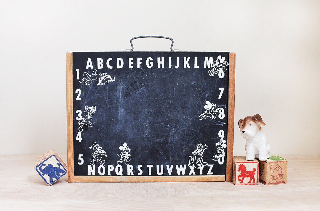 Vintage Cartoon Themed Alphabet Chalkboard Toy Box/ Cute Wood Etsy