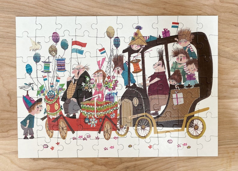 Fiep Westendorp Jigsaw Puzzle/Rare Jumbo 70 Piece Puzzle by Celebrated Mid Century Dutch Illustrator/Pluk van de Petteflet image 2