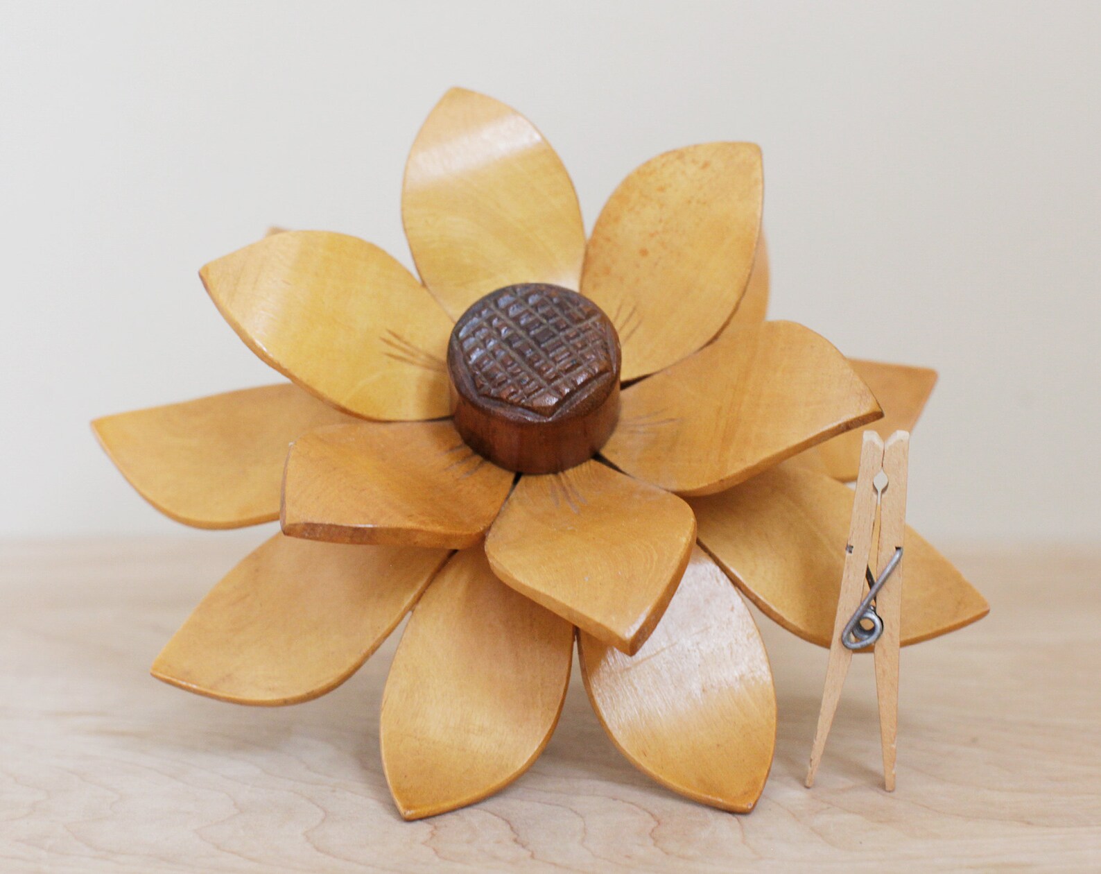 Vintage Wood Flower Sculpture/ Unique Large Mid Century Floral Etsy