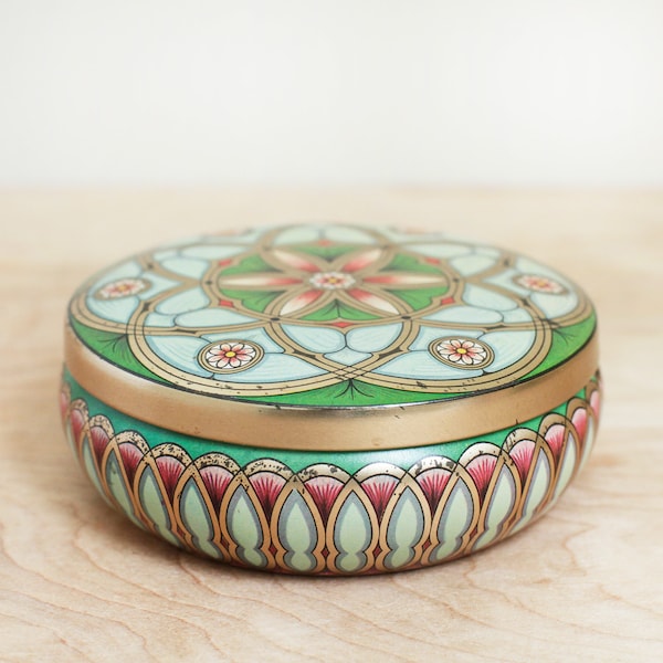 Meister Floral Candy Tin /Small Collectable Deco Style Trinket Box or Stash Box/ French Cottage Style Storage/ Made in Brazil