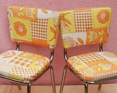 Adorable Pair of Children's Dinette Chrome Chairs with Fab Mid Mod Upholstery Great Condition!