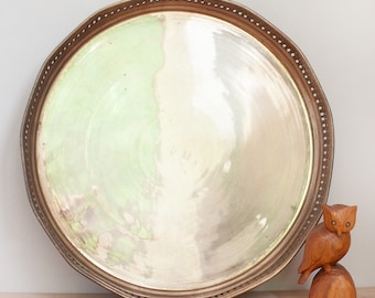 Round Octagon Shaped Brass 13" Tray/ Nice Mid Mod Grecian Style Tray/ Stunning Decor Piece for Centerpiece or Coffee Table