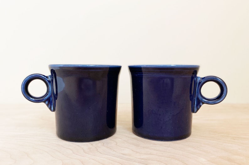 Two Fiestaware Ring Handled Mugs/ Nice Vintage Cobalt Blue Mug Etsy