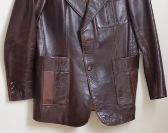 Two Toned Men's Leather Jacket by Ekstera Collection Europa Size