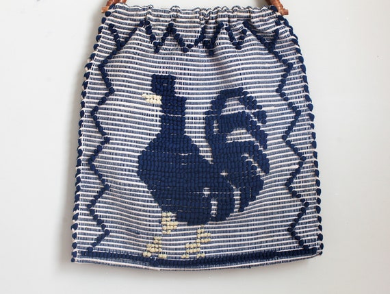 Vintage Portuguese Woven Rooster Tote Bag with Ra… - image 4