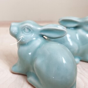 Adorable Pair of Blue Ceramic Bunny Rabbits / Sweet Pair of Hand ...