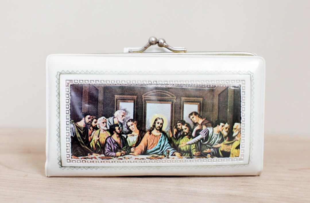 Last Supper Vinyl Woman's Wallet by Chap Stick 1976/ Snap Closure Wallet W Key Chain/ Rare