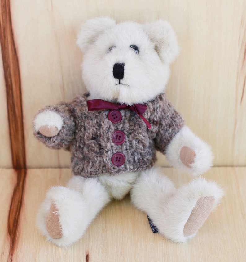 Boyd Bear White Cutie in Hand Knitted Sweater/ J.B. Bean - Etsy