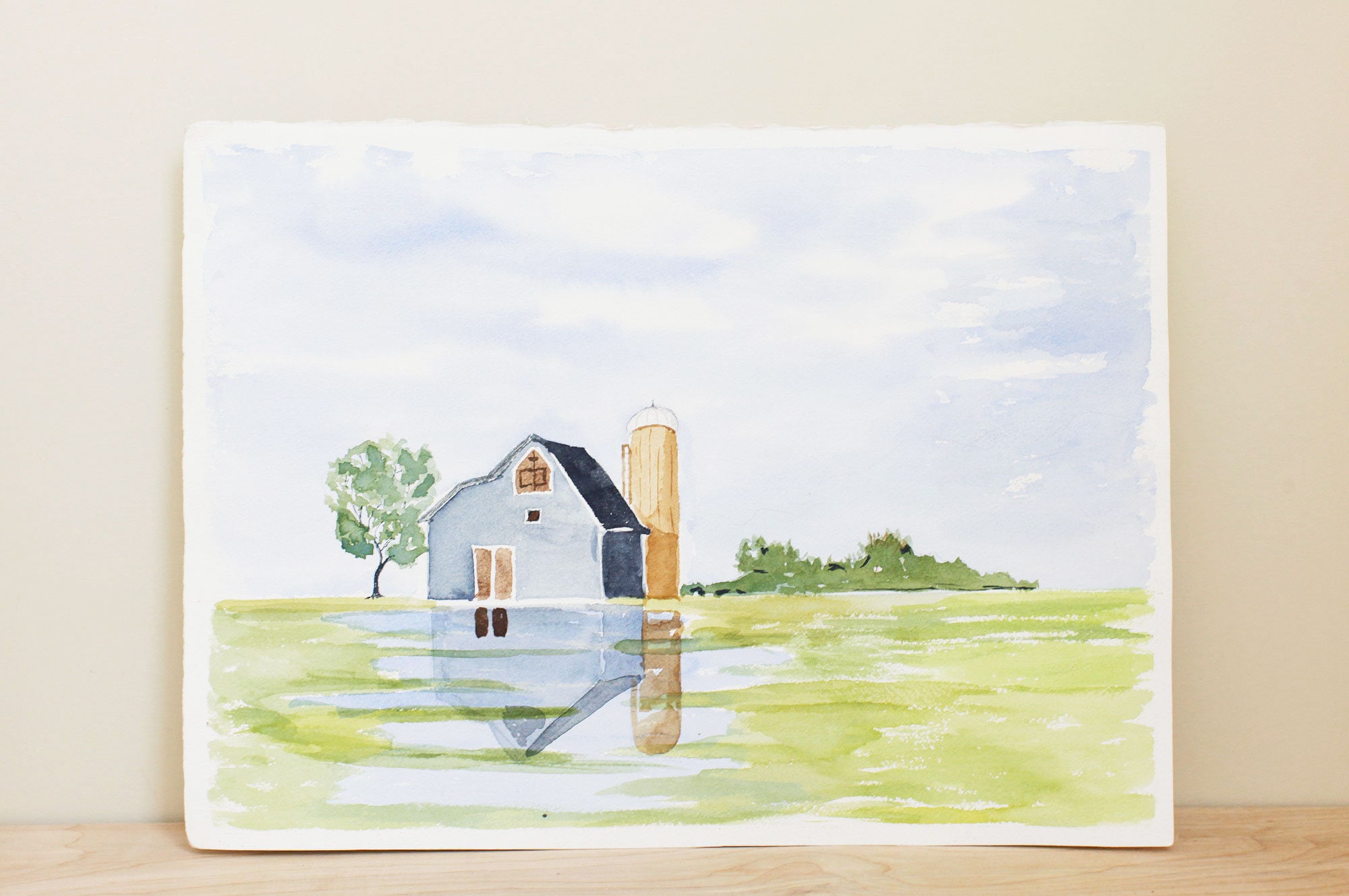 Original Farm Scene Watercolor Painting/ Original Country Landscape ...