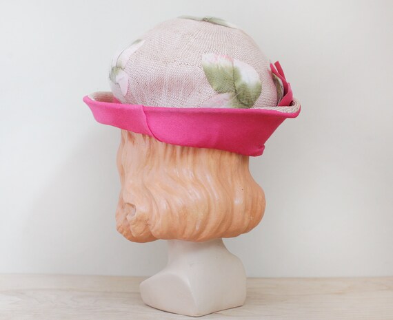 Pink w Netted Leaves Cloche Hat / Lovely & Unique… - image 4