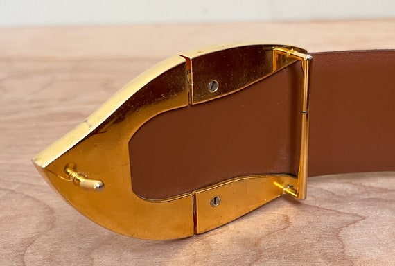 Linda Allard for Ellen Tracy Brass & Buffalo Calf Belt Size  display picture 2