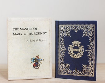 The Master of Mary of Burgundy A Book Hours  by J. J. G. Alexander/ 1970 1st Ed w Blue Morocco Dentelle Cover & Slip Case