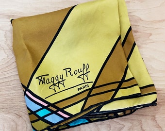 Maggy Rouff Paris Graphic Scarf/ Large & Lovely Mid century Style Bold Colored Scarf/